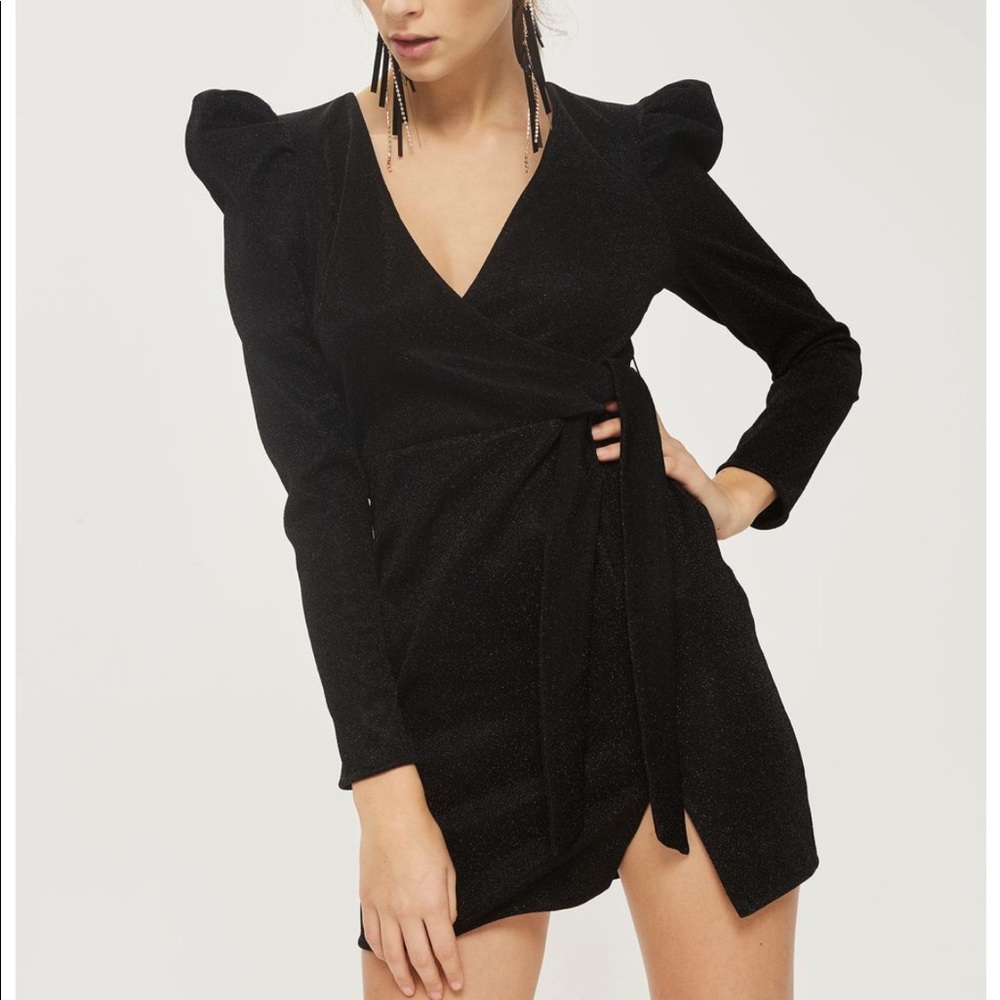 TopShop black sparkly wrap dress